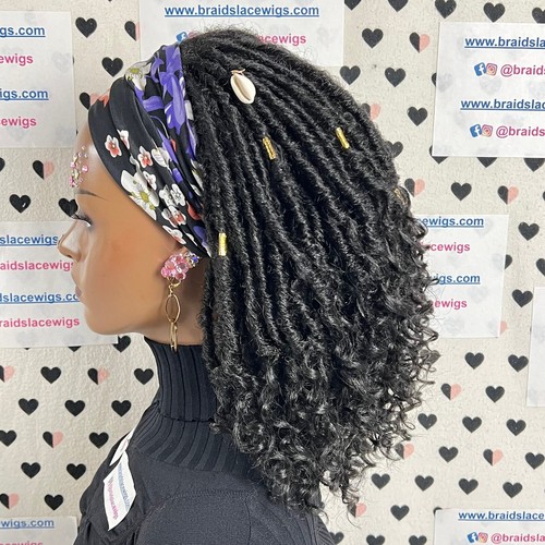 Short Faux Locs Headband Wigs For Black Women With Accessories Included - Picture 9 of 10
