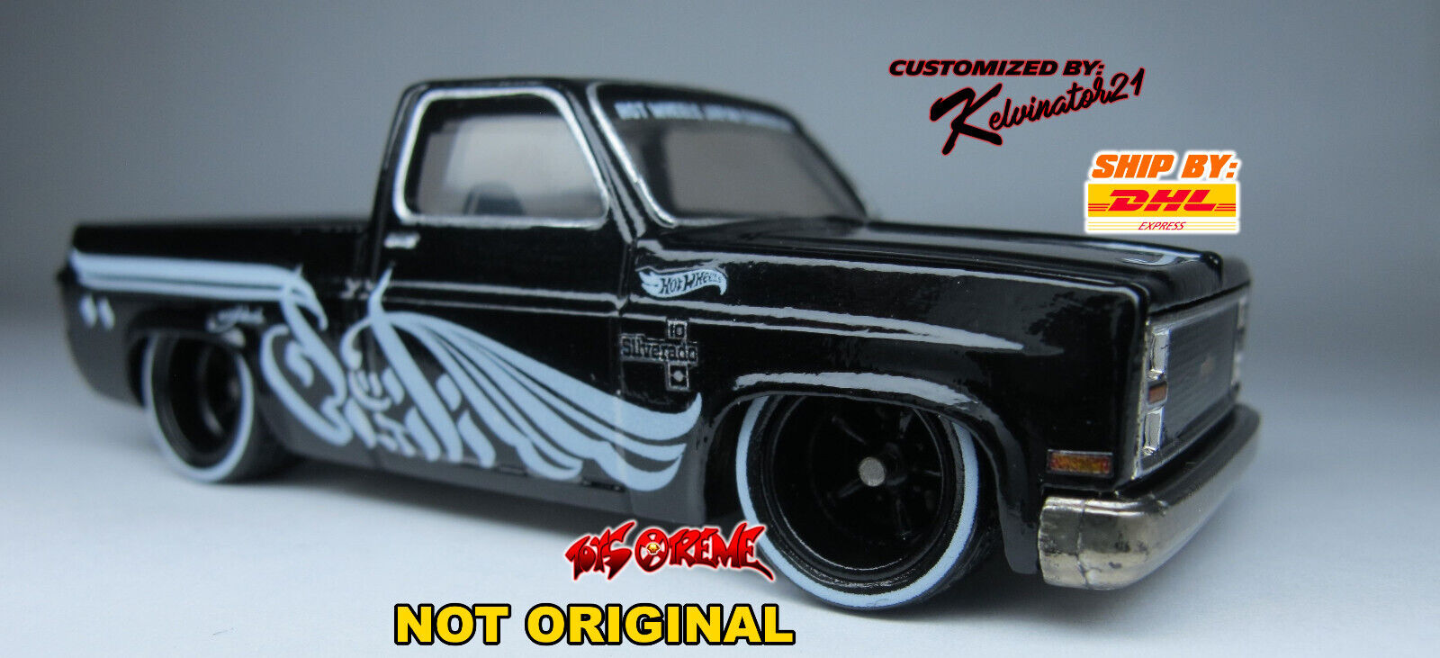 Hot Wheels 2024 CUSTOM '83 CHEVY SILVERADO BLACK,WHITE