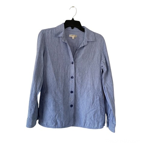 Linen Shoreline Striped Shirt Jacket 