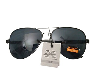 X-Loop UV400 Men's Polarized Aviator Sunglasses Polycarbonate Lens Black  NWT