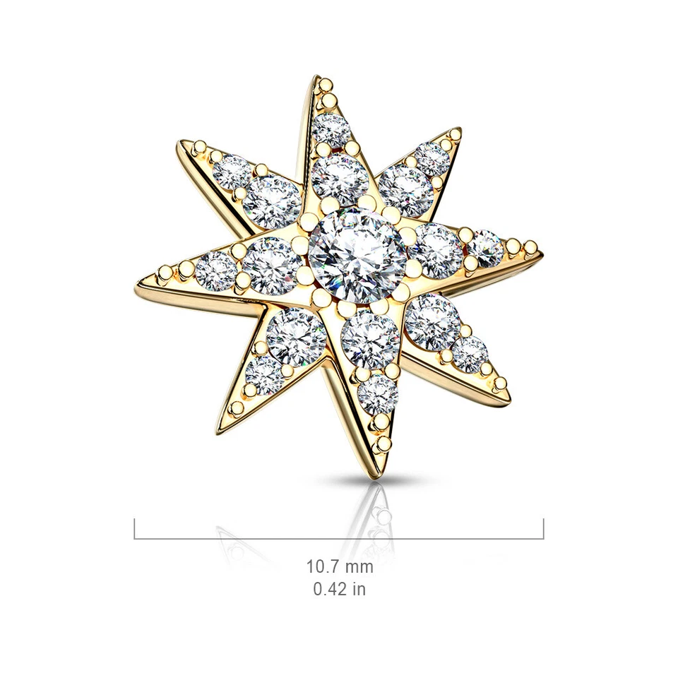 Anclaje de hilo interno dérmico flor pétalo marquesa centro circonita cúbica redonda 14GA G45 Foto 3 de 3