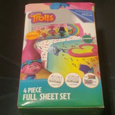 Trolls the movie Full Size Bed Sheet Set 4 Piece Bedding Sheets DreamWorks Heart