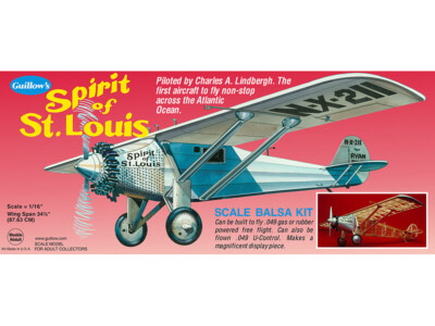 Guillow's Model Kits 807 Spirit Of st Louis 1:16 Treppe Flying Kit IN Balsa