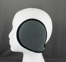 Grey fleece ear muffs warmers behind head under hair fold up ear covers gray