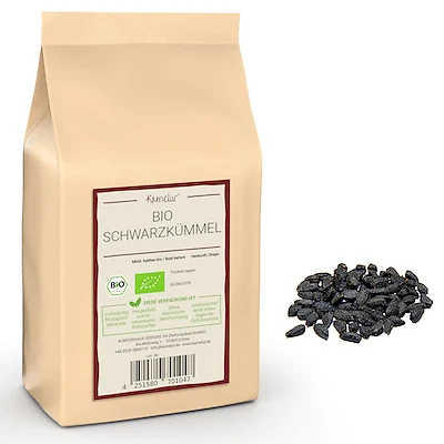 KAMELUR (23,38 EUR/kg) 500g semi di cumino nero BIO interi, vero cumino nero BIO