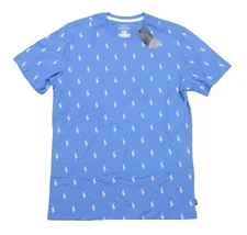Polo Ralph Lauren Men's Blue All Over Pony Logo Graphic Crew-Neck Sleep T-Shirt