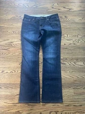 Mens ROOTS Dark Blue Premium Denim Boot Cut Jeans 34x32 Exact Perfect!