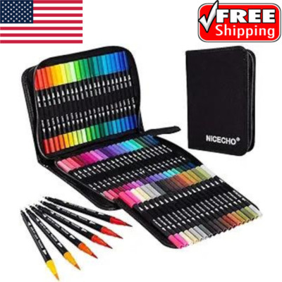 Nicecho Art Markers Dual Brush Pens For Kids Adult Coloring Book Drawing 60 Pcs.