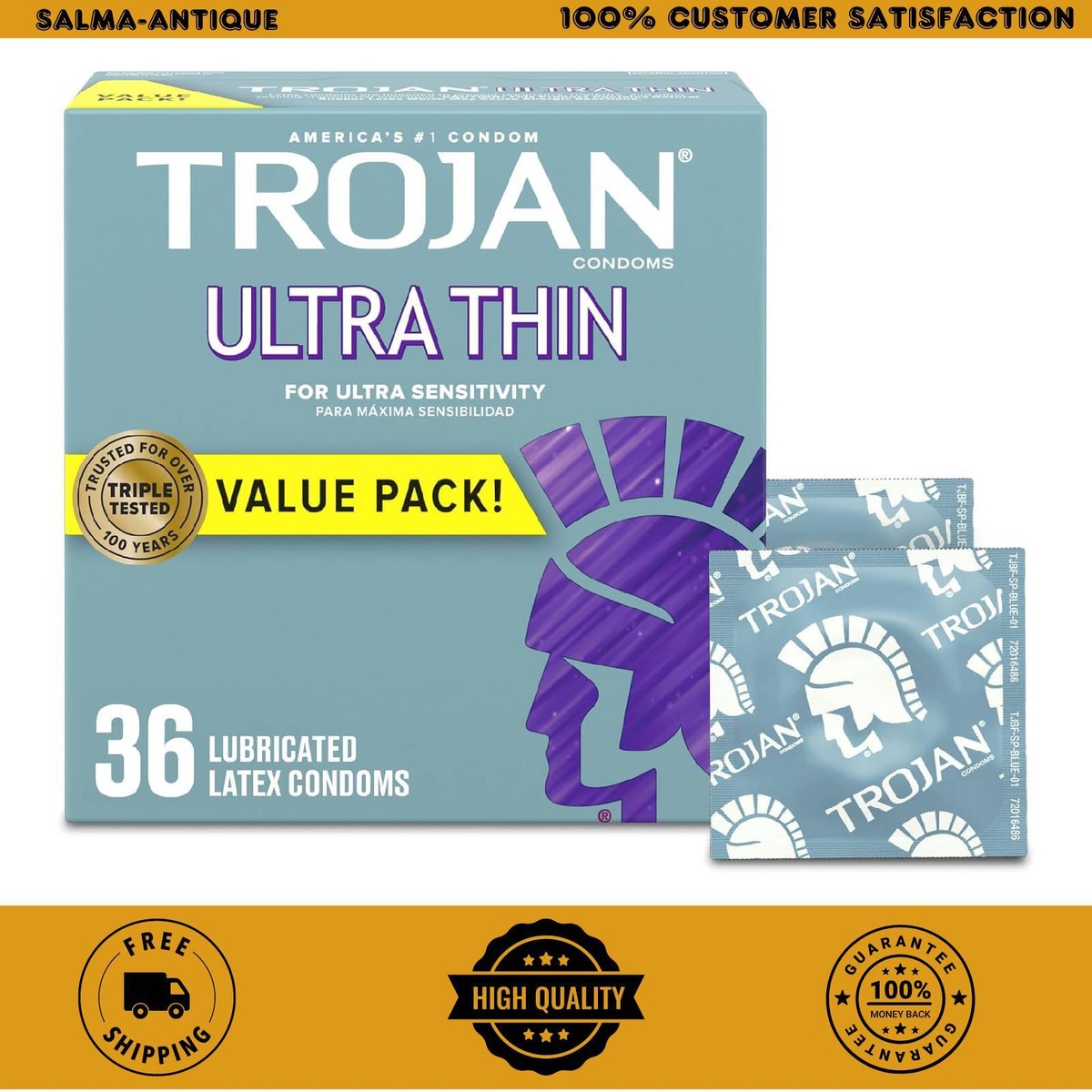 trojan lubricated Pussy Power 8-Function Rechargeable Waterproof Bullet Vibrator 5.3 Inch -  Sexology main image 0