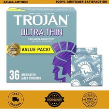 Trojan Ultra Thin Lubricated Latex Condoms 36 Count New In Box