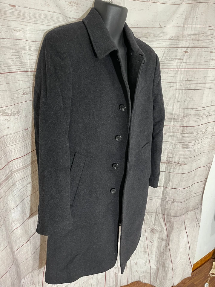 John W. Nordstrom Men’s Dark Gray 100% Wool Collared Buttons Closure Coat Sz 42S - Image 4 of 4