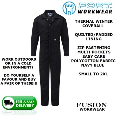 THERMAL COVERALLS,QUILTED OVERALLS,PADDED LINING,WINTER.WARM NAVY BLUE,FORT 377