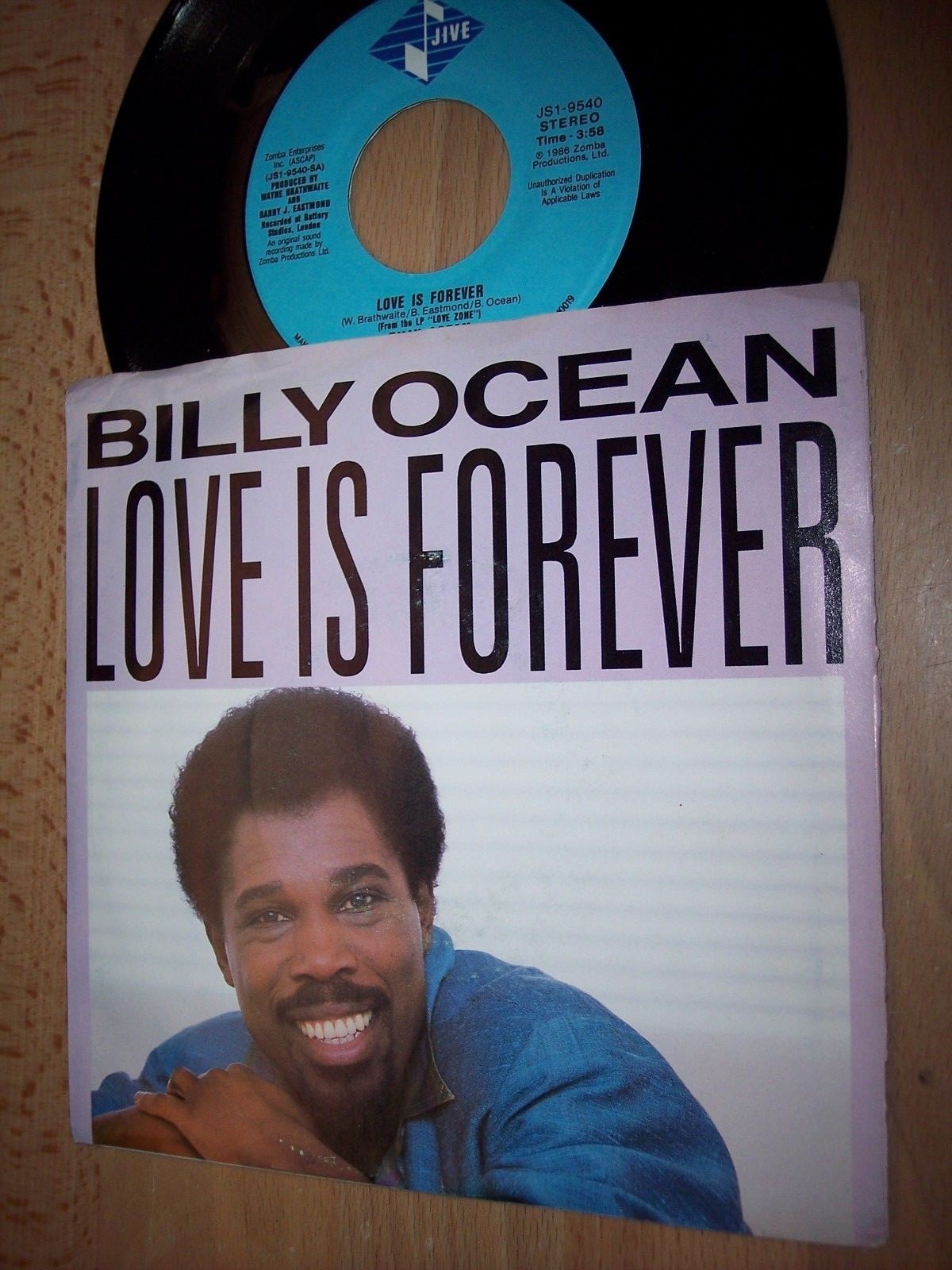 VG++ 1986 Billy Ocean Love Is Forever / Dancefloor 7" 45RPM w/pic slv