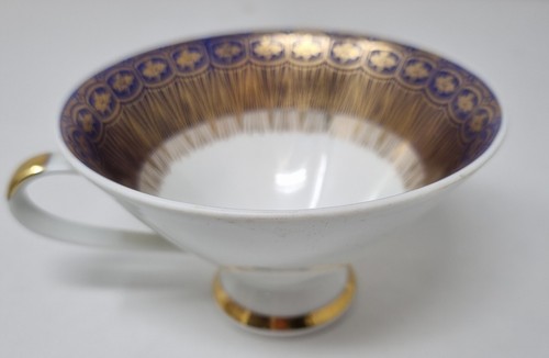 Tazza, piattino e piatto laterale vintage Mitterteich Bavaria con piedini dorati - Foto 2 di 9