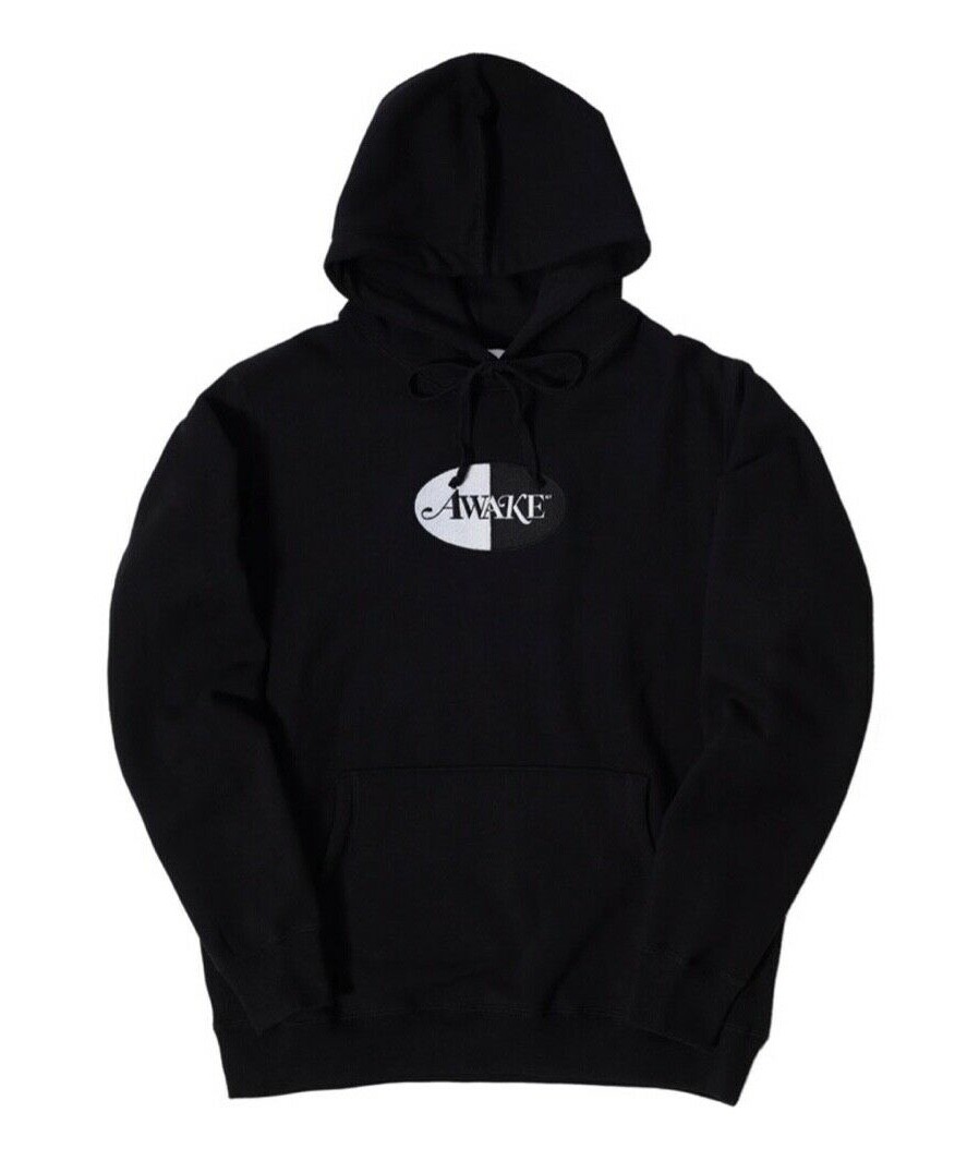 【AWAKE NY】EMBROIDERED LOGO HOODIE BLACK Awake NY Embroidered Split Logo Patch Hoodie Black Size L