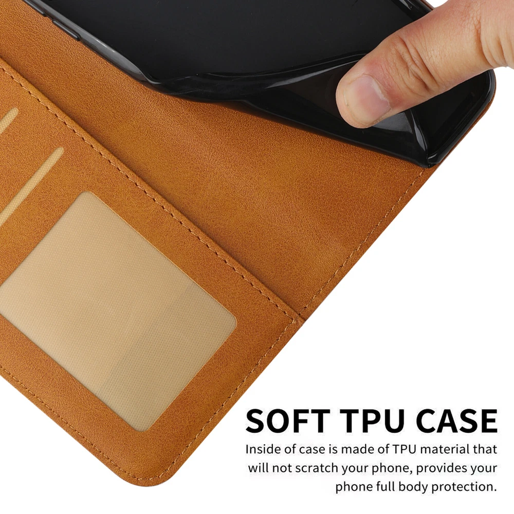 Durable Leather Wallet Stand Case for iPhone 16 15 14 13 12 11 Pro Max Plus