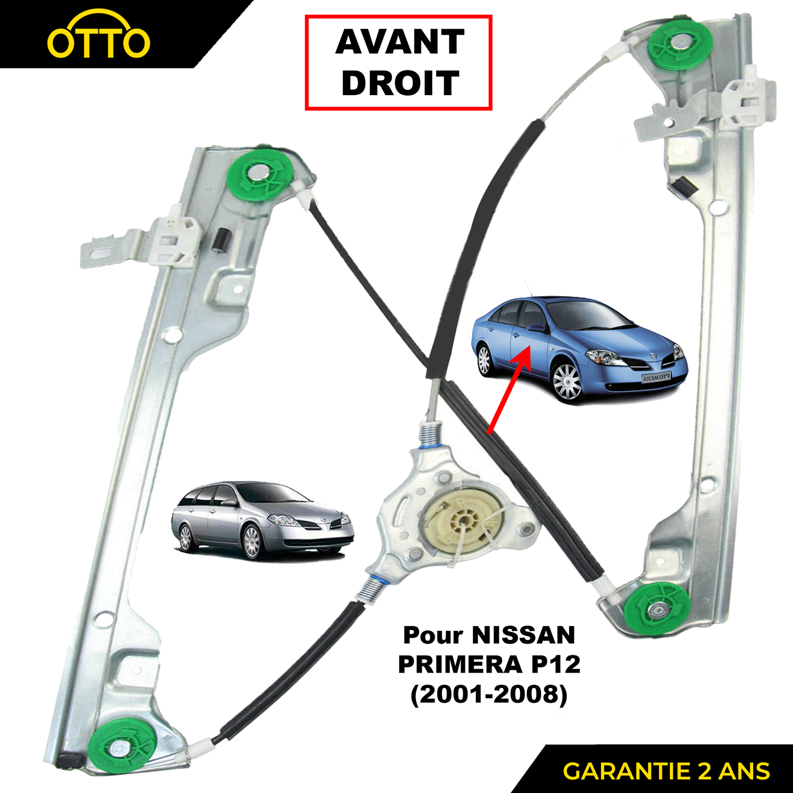 Lève-vitre électrique avant droit pour Nissan Primera P12 2002-2007