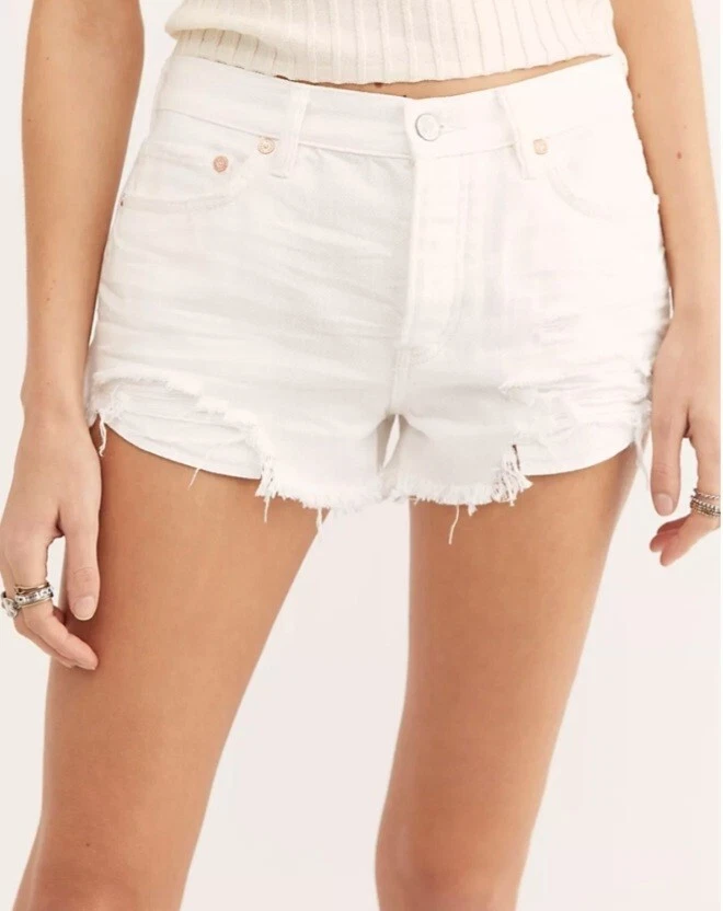 Free people white store jean shorts