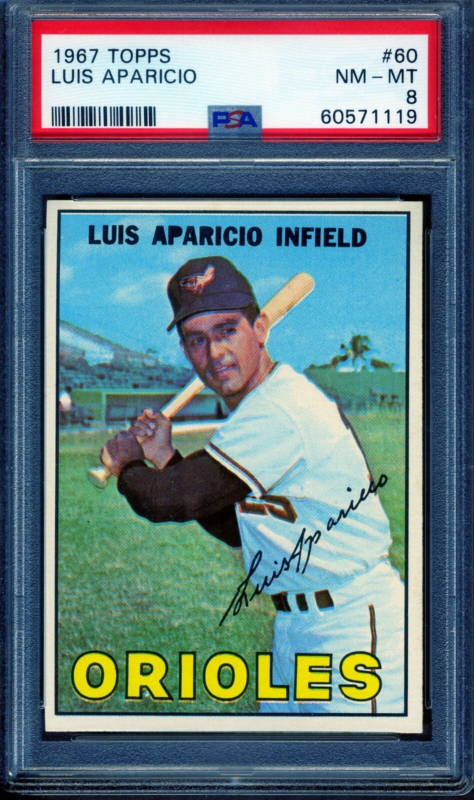 1967 Topps #60 Luis Aparicio PSA 8 NM-MT *Baltimore Orioles*