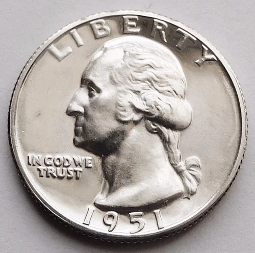 1951 Gem Proof Washington Silver Quarter, Superb Gem 25C coin