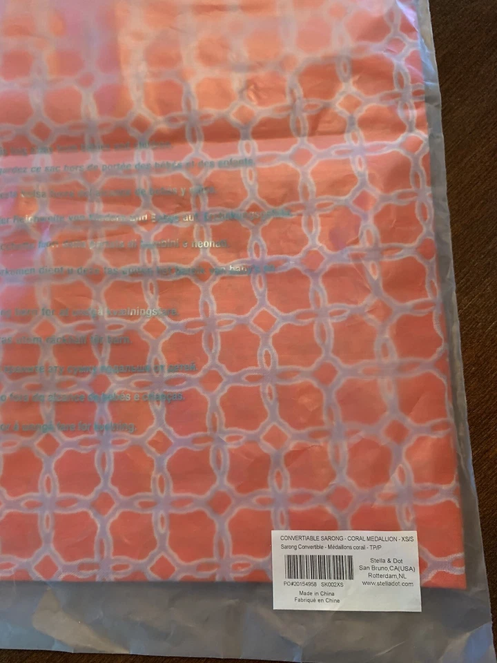 Nuevo Stella & Dot Convertible Sarong Bufanda Coral Medallón XS/SM NUEVO EN PAQUETE Retirado Foto 4 de 4