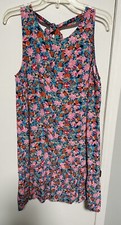 Ann Taylor LOFT Dress Sz MP Floral Tiered Sleeveless Back- Tie