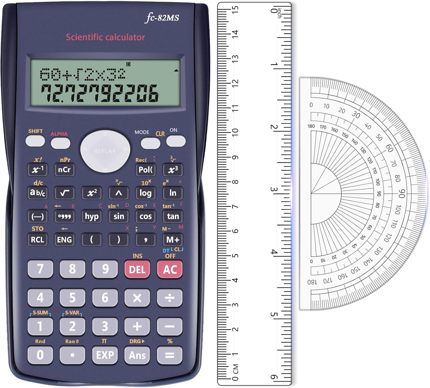 Calculatrice collège lycée bureau avec accessoires de géométrie pour étudiants