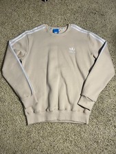 adidas Originals three stripe sweatshirt in wonder beige