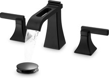 Matte Black Widespread Bathroom Faucet with Drain  Dual Handles