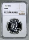 1963 50C FRANKLIN SILVER PROOF HALF DOLLAR - NGC PF66