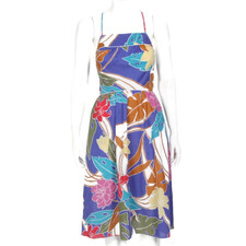 Vtg 80s BYER TOO Hawaiian Aloha Floral Strapy Back Sleevless Dress sz /XS /788