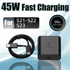 45W USB-C Super Fast Wall Charger  Cable For Samsung Galaxy S21 S22 S23 S24 S25