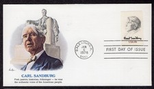 1978 Poet Carl Sandburg (Scott 1731) - Fleetwood FDC TE365