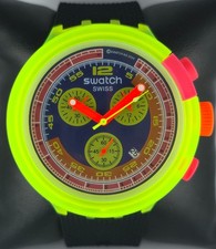 Luxury Swatch Chronograph Men Blue Dial with Date Rubber Band Quartz Wristwatch