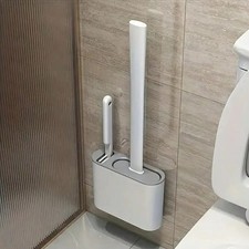 3-Piece Silicone Toilet Brush Set Wall-Mounted with Crevice Cleaner