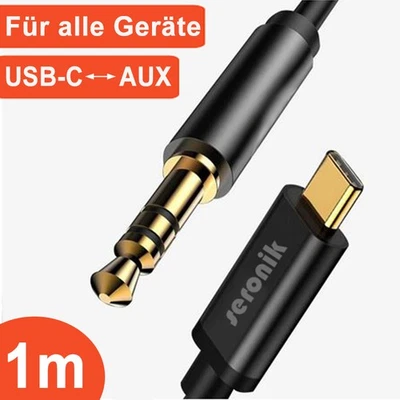 Câble Aux USB C vers Jack 3,5mm Audio 1m Adaptateur USB C pour iPhone Samsung Stéréo - Photo 1/4
