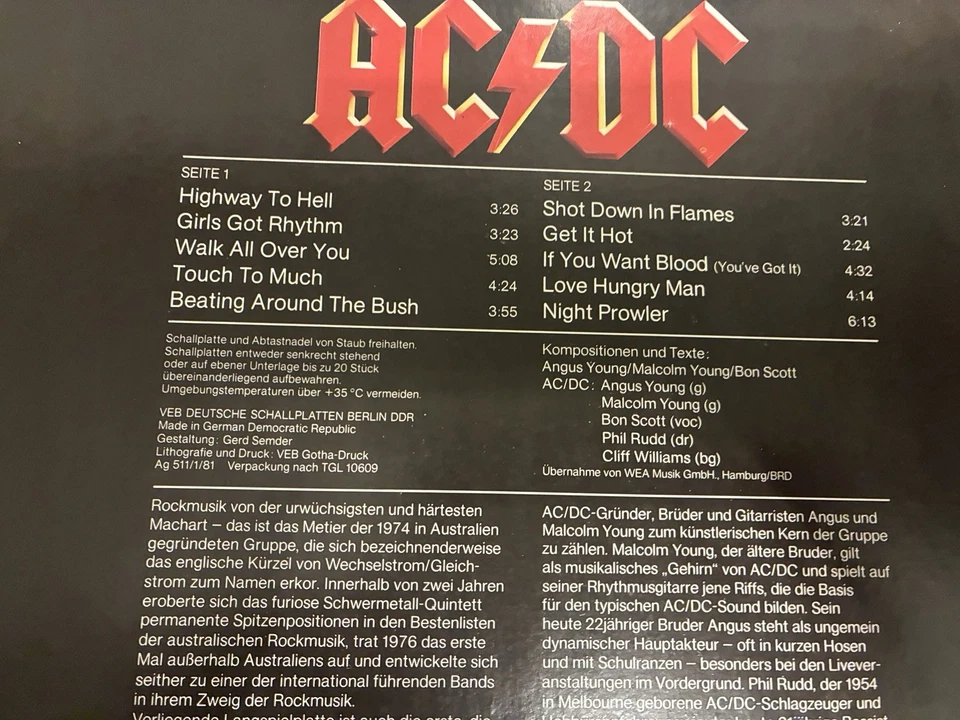 +AC/DC+HIGHWAY TO HELL+LP/Vinyl+1981 Germany+Blue Label+ - Immagine 3 di 4