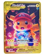 Pokemon Card Pikachu Vmax Gold Metal Card - CARTA IN METALLO TCG Fanmade 