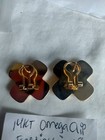 14k Yellow Gold "X" Hollow Omega Stud Earrings 8.28g — photo 2