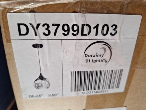 Living District Cashel 1-Light Metal and Glass Pendant in Black/Clear - Picture 5 of 5