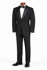 Men's Black Tuxedo with Flat Front Pants Satin Peak Lapels High Quality Wool