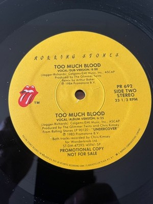 Rolling Stones - RARE Too much Blood MAXI PROMO 1984 US