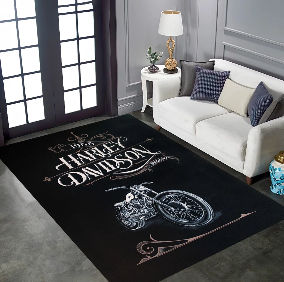 Harley Rug, Biker Rug, Biker Gift, Motorcycle Area Rug, Home Decor Rug