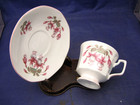 Vintage Tea Cup & Saucer - Queens "Fuchsia Snowcap" Fine Bone China — photo 2