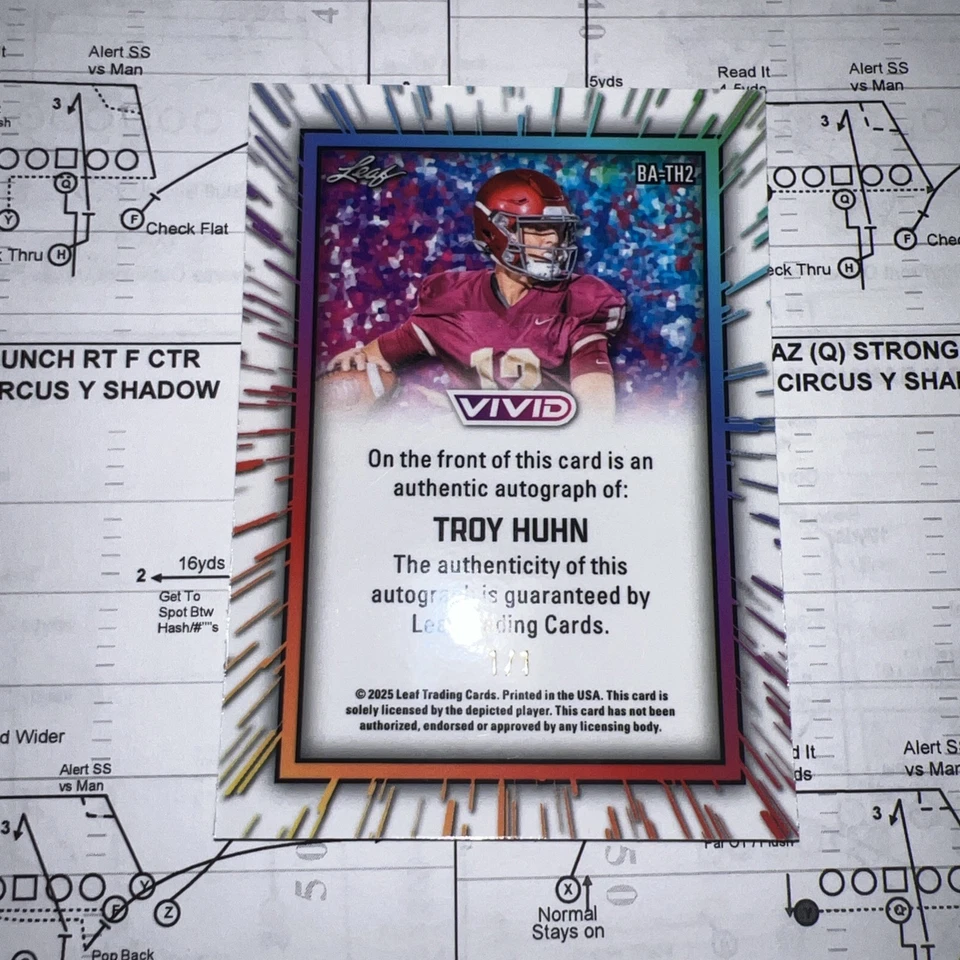 Troy Huhn Auto 1/1 2025 Hoja Vivid Autógrafo Oro Lava 4 Estrellas Recluta Foto 2 de 2