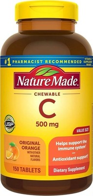 NatureMade Chewable Vitamin C 500mg Orange Antioxidant Support 11/2025 150ct NEW
