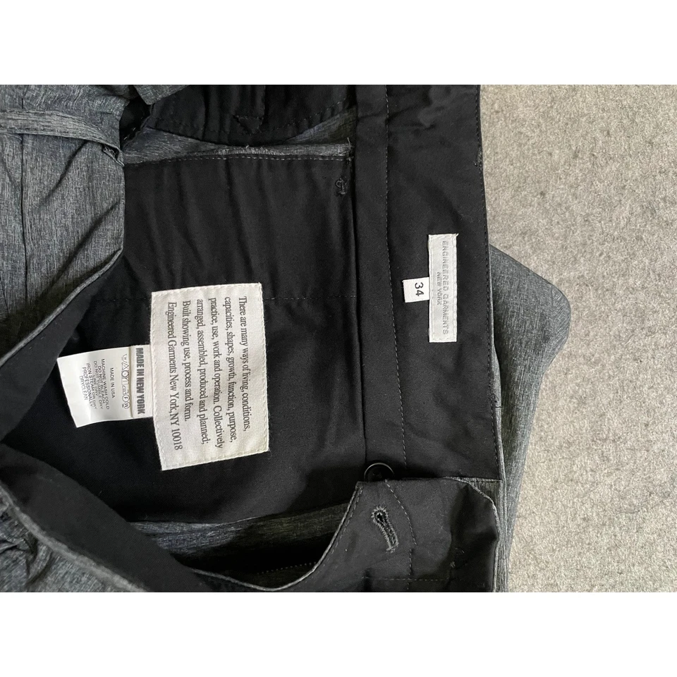 Engineered Garments Hombres Frente Plano Gris Carbón Poliéster Performance Pantalones 34 Foto 3 de 4