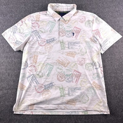 William Murray Performance Polo Mens XL Distillery Whiskey Bourbon Print Stretch