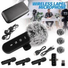 Wireless 4-Person Lavalier Mic, Noise Cancelling Plug  Play Mini Lapel Mic Live