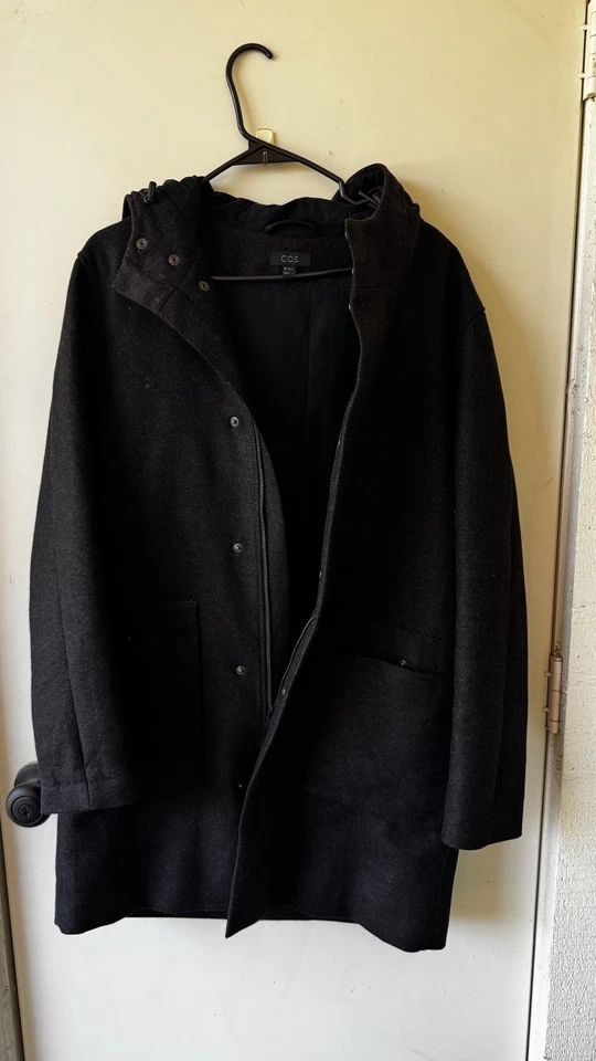 Abrigo con Capucha COS Mezcla Lana Cachemira Gris Oscuro Talla M Nunca Usado Hombre Unisex Nuevo Foto 2 de 4
